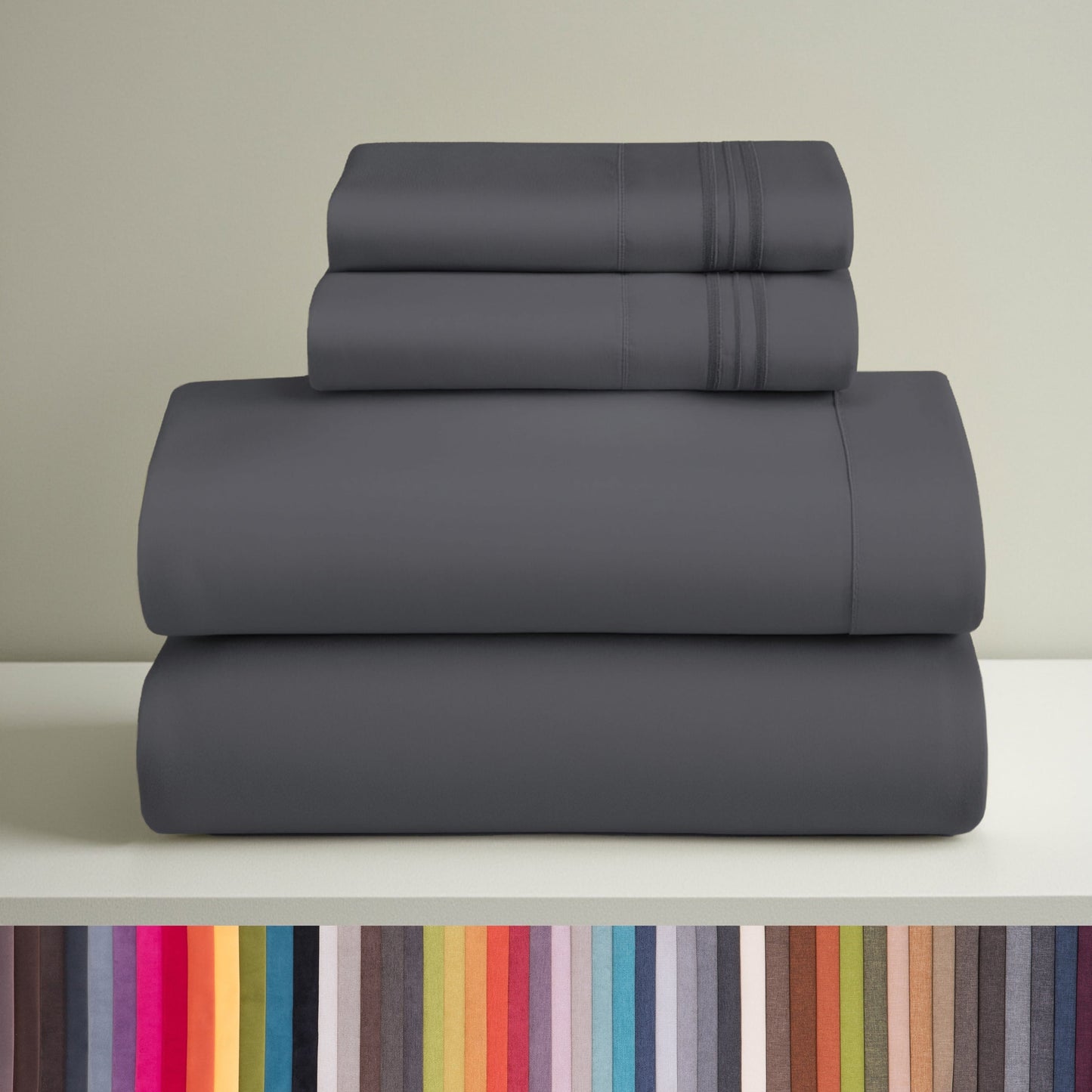 Premium Egyptian Cotton Sheets Set, 4 Piece Deep Pocket Sheets, 100% Soft Microfiber Bed Sheets Set, Gray - Luxury Bed Sheet Set with Deep Pockets - Default Title