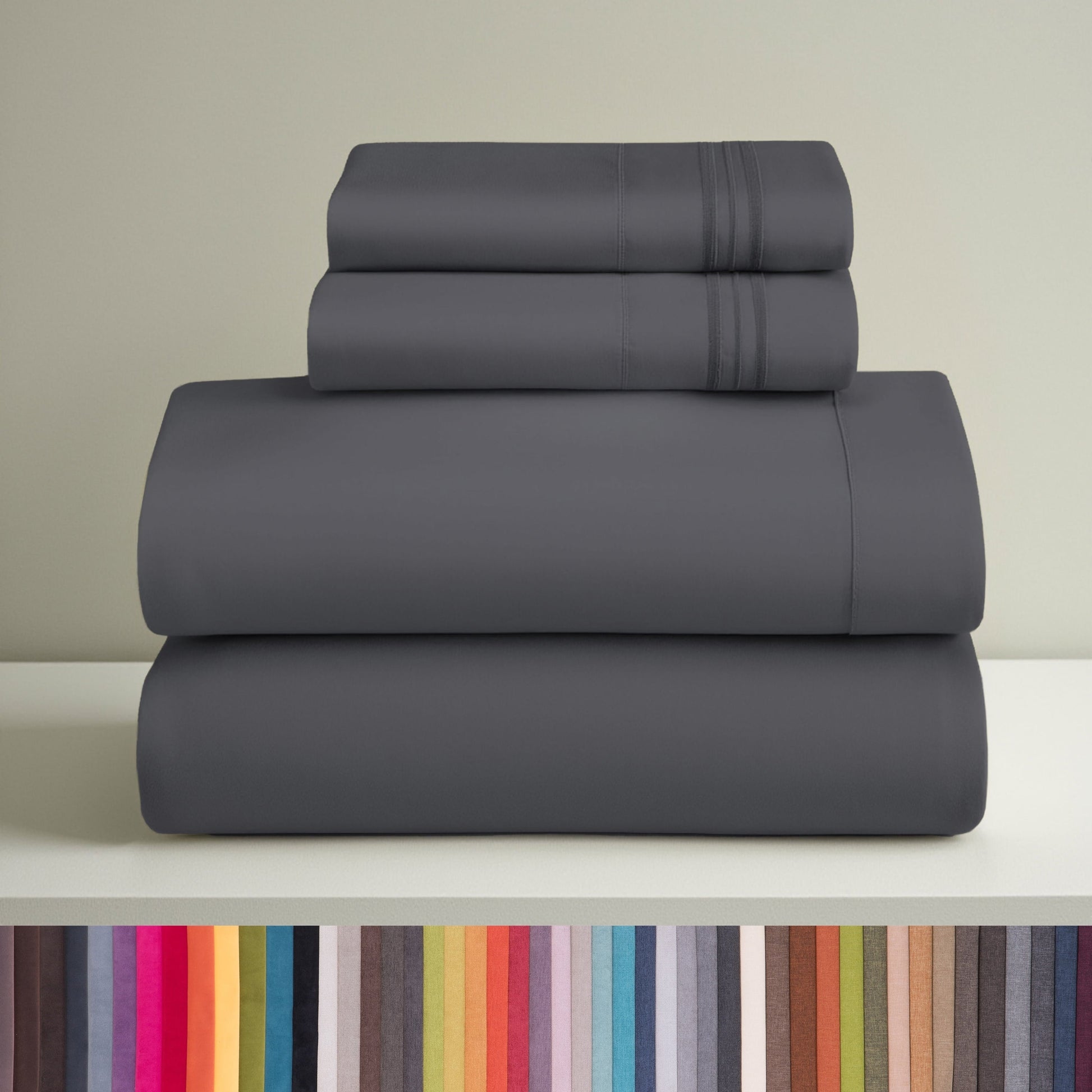 Premium Egyptian Cotton Sheets Set, 4 Piece Deep Pocket Sheets, 100% Soft Microfiber Bed Sheets Set, Gray - Luxury Bed Sheet Set with Deep Pockets - Default Title