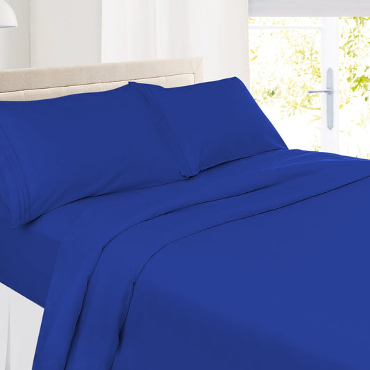 Wrinkle-Resistant Premier 1800 Microfiber Collection 3-Line Bed Sheet Set, Full Size, Royal Blue - Cooling Hotel Quality Bedding Sheets and Pillowcases - Default Title