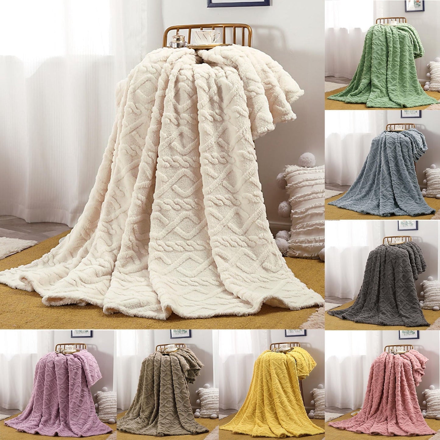 Super Soft Flannel Clearance Under $5 Throw Blanket, Super Soft Warm Solid Color Thicken Flannel Blankets, Microfiber Machine Washable f... - Super Soft Reversible Sherpa Flannel Blanket - Default Title