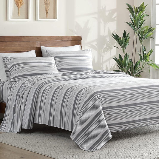 Premium Egyptian Cotton Home 3-Piece Twin Microfiber Classic Stripe Bed Sheet Set, Super Soft, Breathable Stripe Bedding with 16 inches Deep ... - Cooling Hotel Quality Bedding Sheets and Pillowcases - Default Title