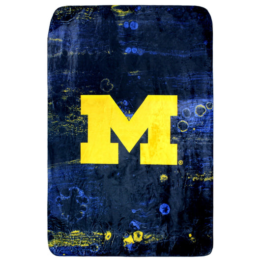 Cozy Fleece Michigan Wolverines Sublimated Soft Throw Blanket, 42" x 60" - Luxury Knitted Decorative Throw Blanket with Fringes - Default Title