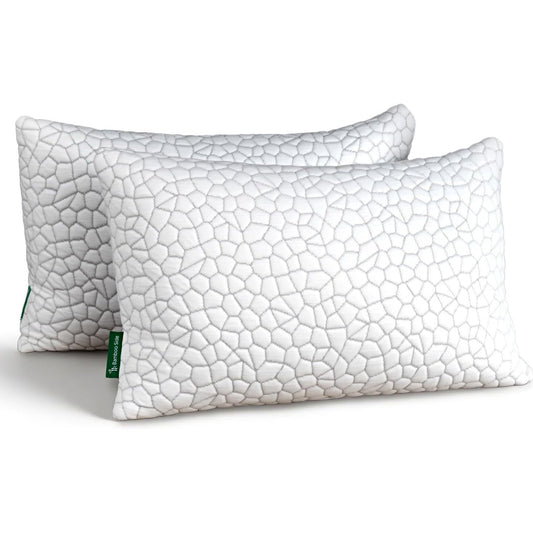 Decorative Plump Shredded Memory Foam Pillows for Sleeping, Bed Pillows Queen Size Set of 2 Pack Adjustable for Side and Back Sleeper ... - Orthopedic Shredded Foam Bed Pillow Set - Default Title