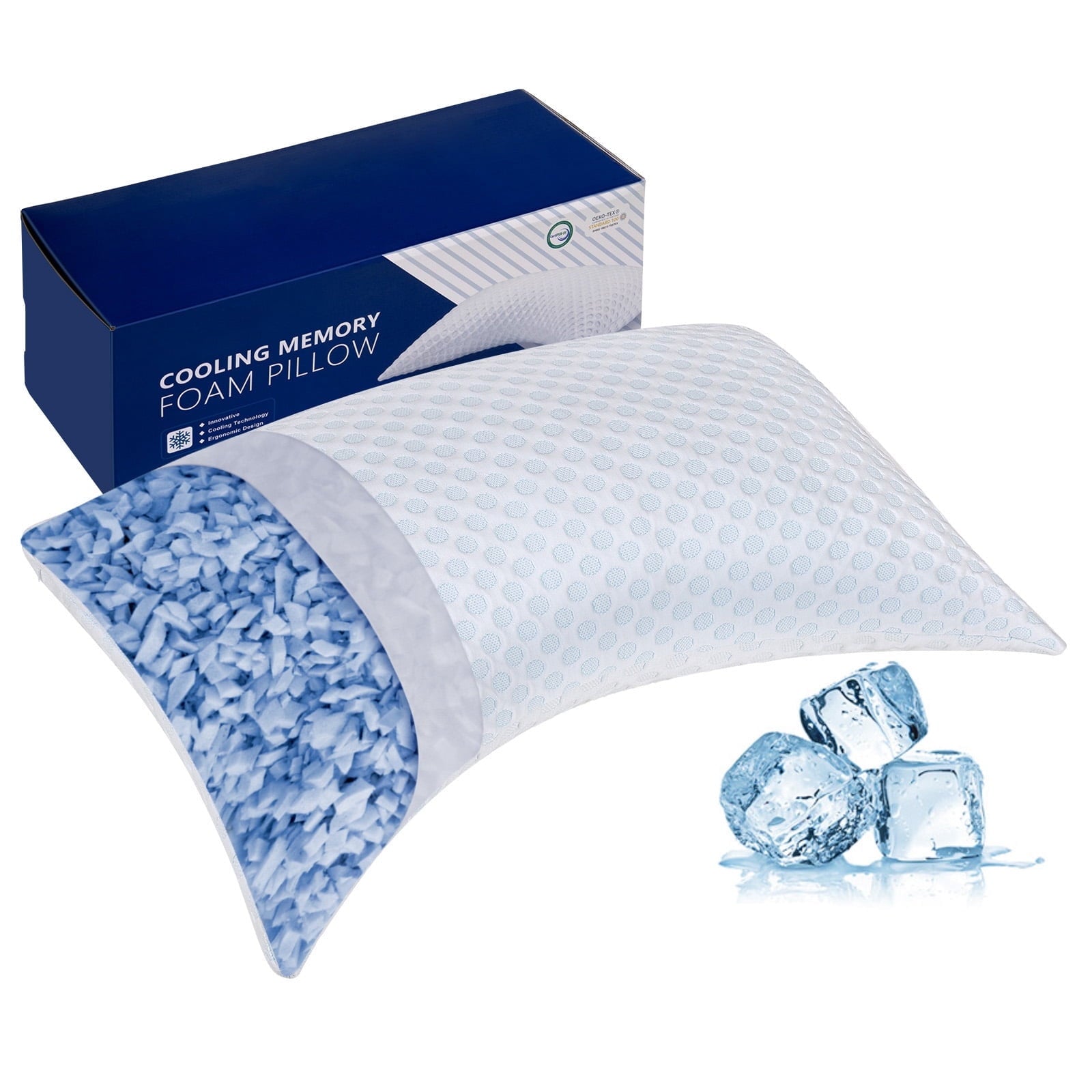 Decorative Plump Cooling Shredded Memory Foam Bed Pillows Adjustable Firm Support Pillow for Side and Back Sleepers Curved Pillows Set... - Decorative Throw Pillow Cushion for Sofa & Bed - Default Title