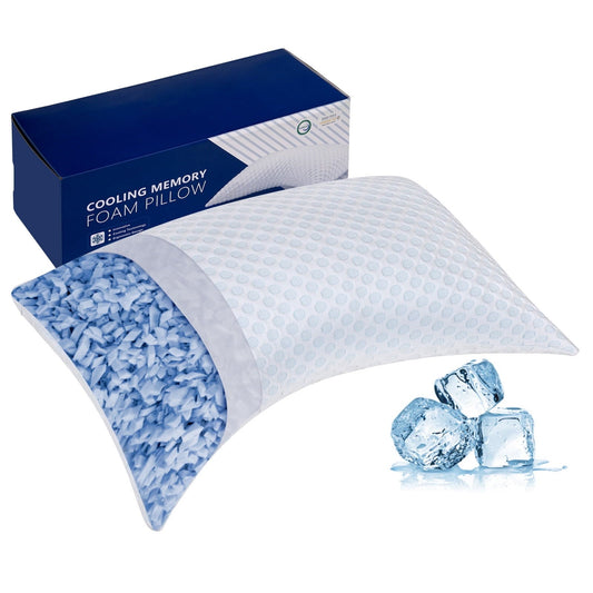 Decorative Plump Cooling Shredded Memory Foam Bed Pillows Adjustable Firm Support Pillow for Side and Back Sleepers Curved Pillows Set... - Decorative Throw Pillow Cushion for Sofa & Bed - Default Title
