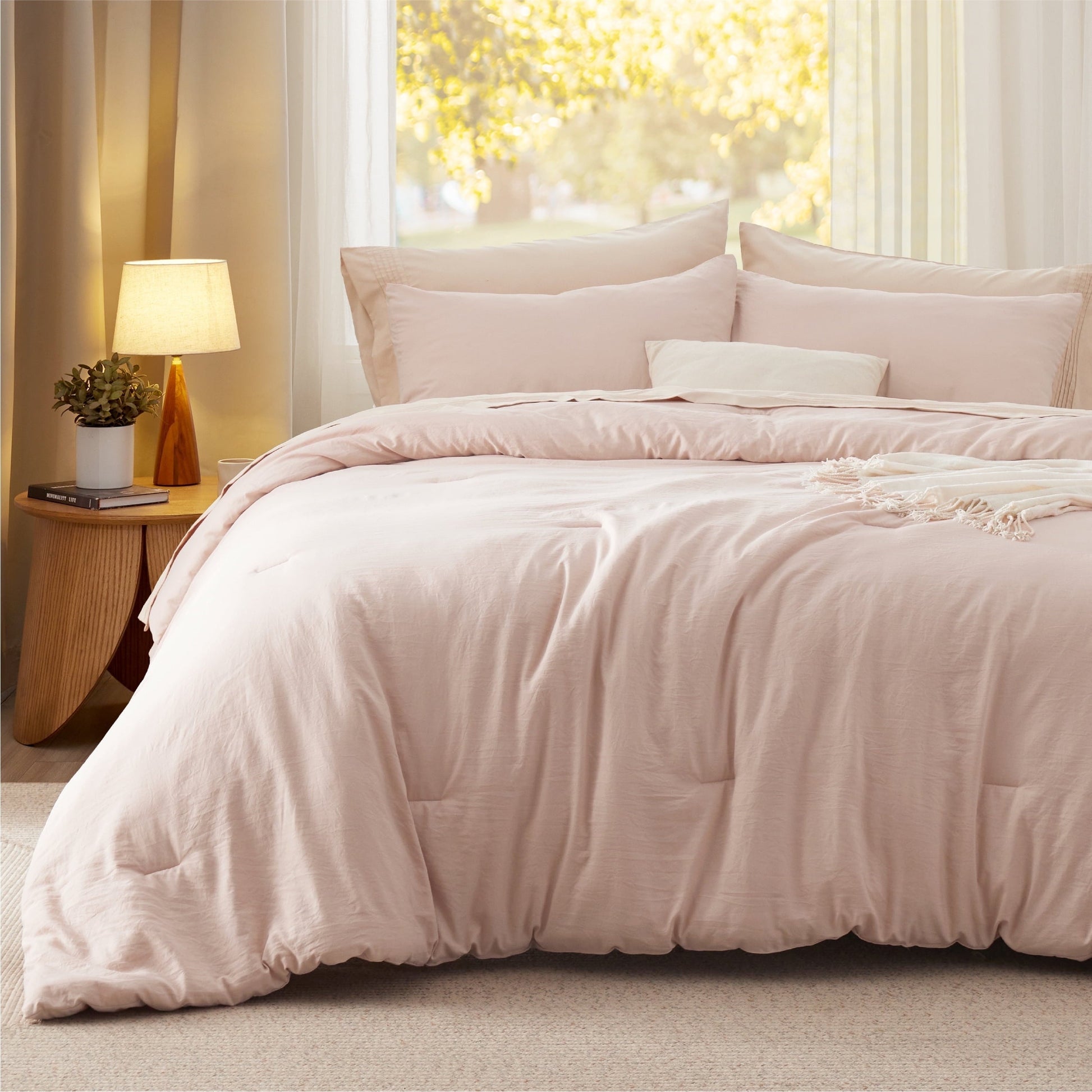 All-Season 2 Pieces Twin Comforter Bedding Set, Pink Comforter Set for All Seasons, 1 Lightweight Prewashed Comforter and 1 Pill... - Hypoallergenic Ultra-Fluffy Quilt for Winter - Default Title