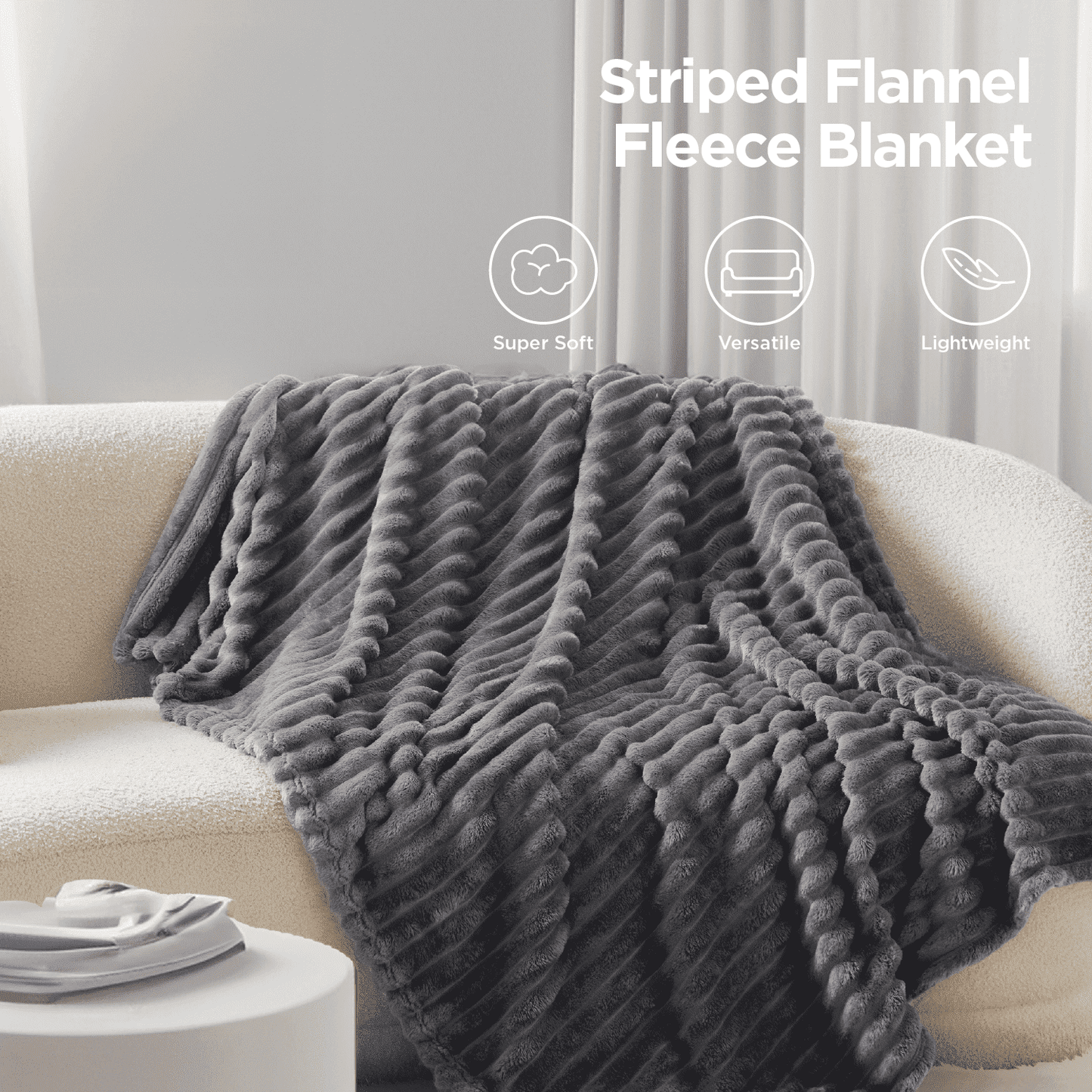 Super Soft Flannel Grey Fleece Throw Blanket for Couch - Super Soft Cozy Blankets for Women, Girls, 50x60 inches - Super Soft Reversible Sherpa Flannel Blanket - Default Title