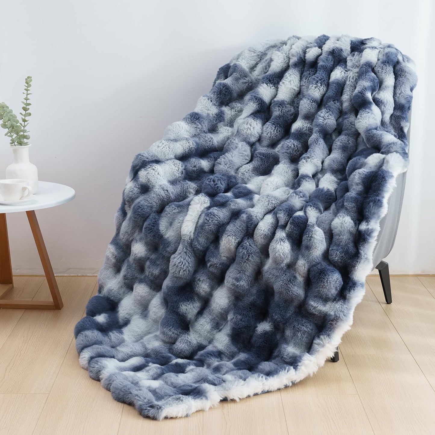 Decorative Knitted Faux Fur Throw Blanket for Couch Luxury Fluffy Thick Bubble Blanket Warm Cozy Throw for Bedroom Living Room, 50" x 60... - Cozy Fleece Throw Blanket for Couch & Bed - Default Title