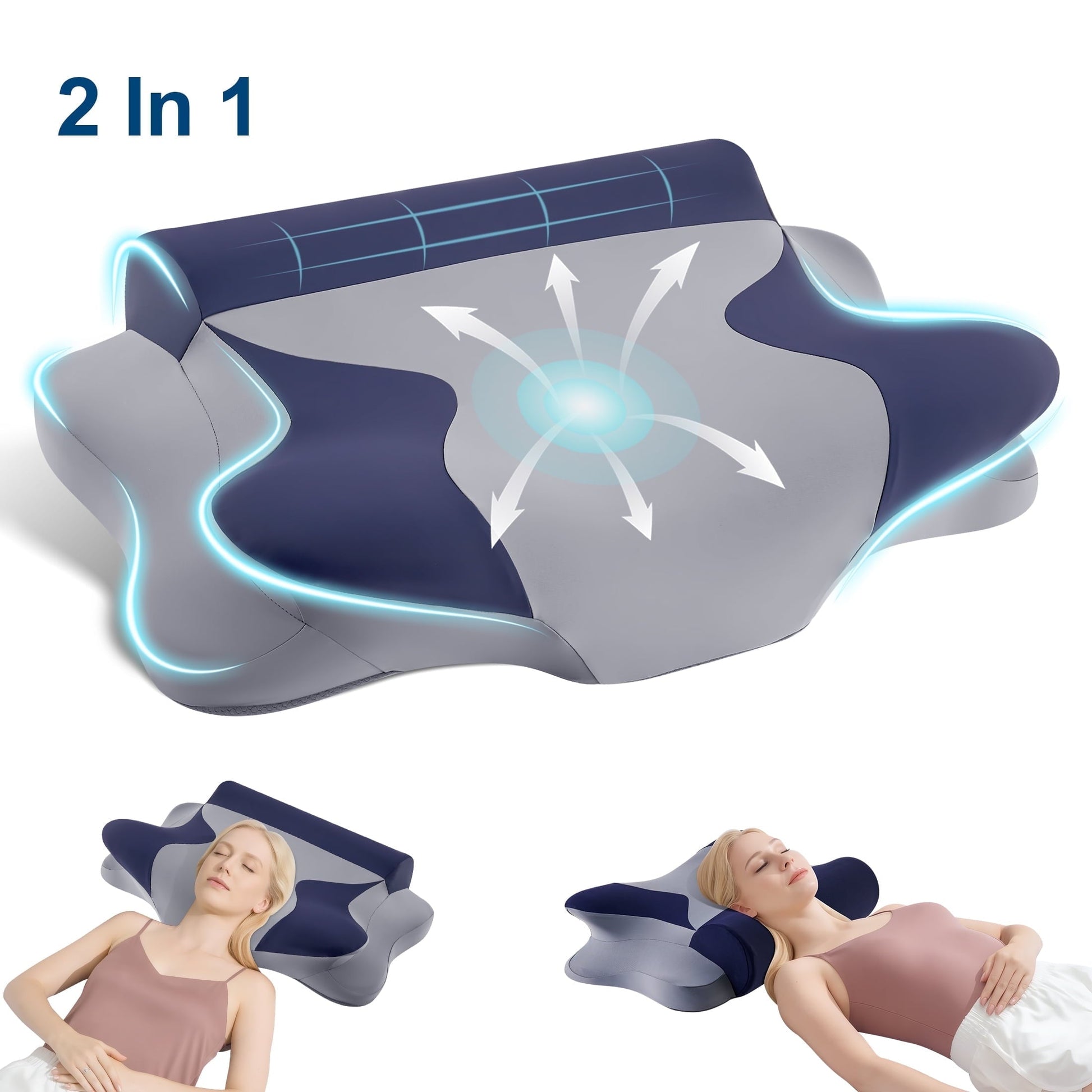 Orthopedic Support Cooling Bed Pillow for Neck & Shoulder Pain Relief, Cervical Support Comfort Pillow for Side Back Stomach Sleeper, Er... - Ergonomic Memory Foam Pillow for Neck Pain Support - Default Title