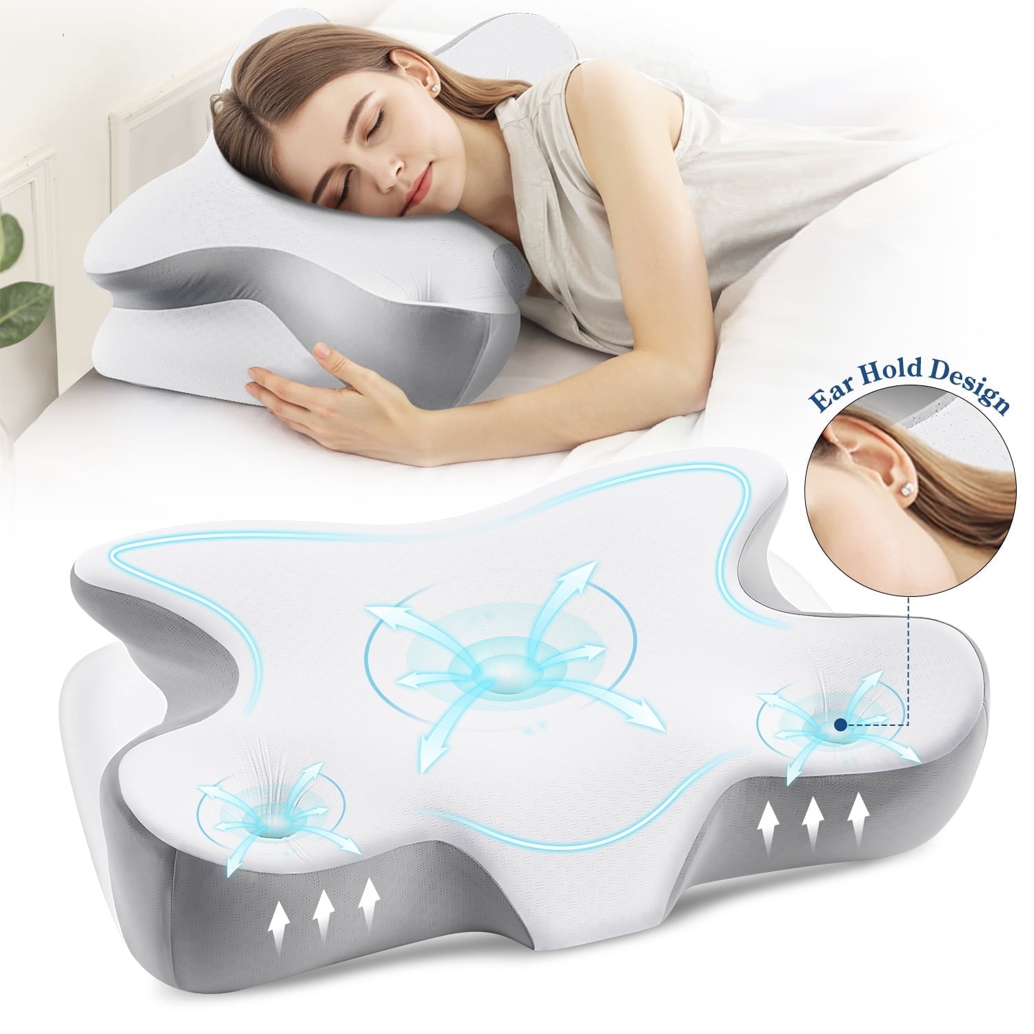Ergonomic Memory Foam Cervical Pillow for Neck and Shoulder, Ergonomic Side Sleeper Pillow for Neck Support, Contour Memory Foam Pillows fo... - Ergonomic Memory Foam Pillow for Neck Pain Support - Default Title