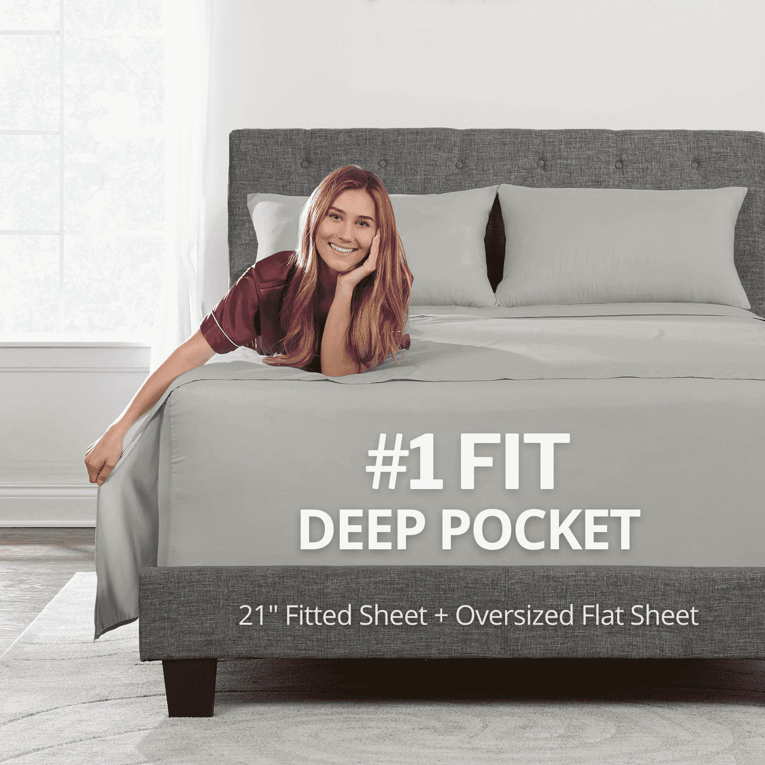 Cooling Sateen Bedding 21” King Extra Deep Pocket Sheets - Deep King Fitted Sheet - Super And Ultra Deep Sheet - For Deep Mattress -... - Breathable Egyptian Cotton Flat & Fitted Sheets - Default Title