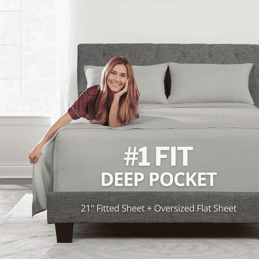 Cooling Sateen Bedding 21” King Extra Deep Pocket Sheets - Deep King Fitted Sheet - Super And Ultra Deep Sheet - For Deep Mattress -... - Breathable Egyptian Cotton Flat & Fitted Sheets - Default Title