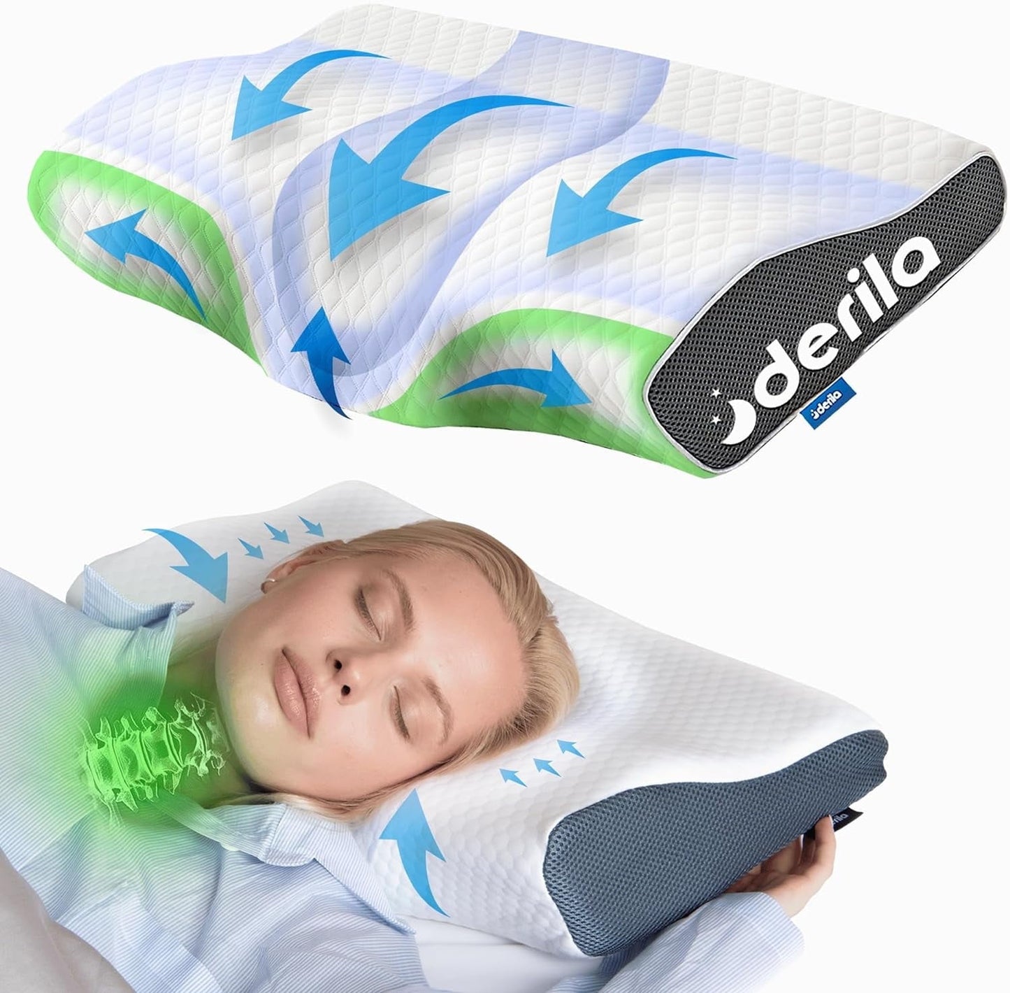 Orthopedic Support | Cervical Memory Foam Bed Pillow Standard | Neck, Shoulder Pain Relief | Improves Sleeping - Ergonomic Memory Foam Pillow for Neck Pain Support - Default Title