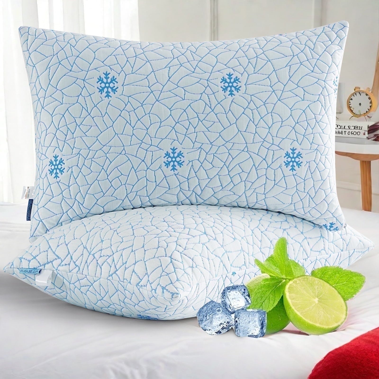 Orthopedic Support Cooling Memory Foam Queen Pillows Set of 2,Adjustable Support & Heat Dissipation Tech for Side,Back,Stomach & Hot Sle... - Ergonomic Memory Foam Pillow for Neck Pain Support - Default Title