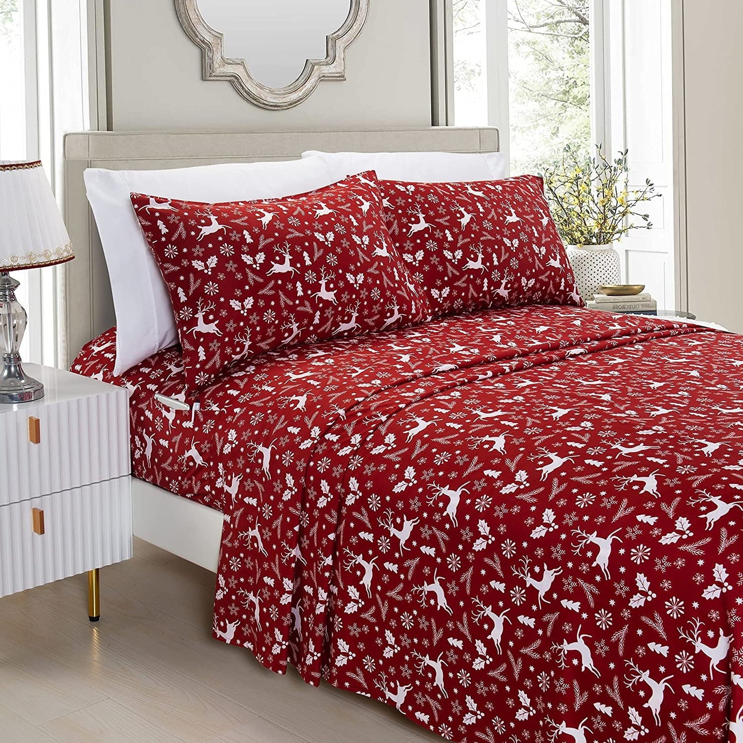 Ultra-Soft Luxury Soft Bed Sheets Holiday Pattern 1500 Thread Count Percale Egyptian Quality Softness Wrinkle and Fade Resistant... - Luxury Bed Sheet Set with Deep Pockets - Default Title
