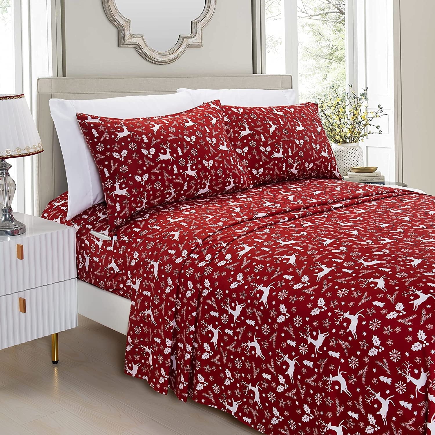 Ultra-Soft Luxury Soft Bed Sheets Holiday Pattern 1500 Thread Count Percale Egyptian Quality Softness Wrinkle and Fade Resistant... - Luxury Bed Sheet Set with Deep Pockets - Default Title