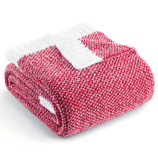 Super Soft Flannel Knit Throw Blanket, Ultra Soft Cozy Fluffy Blankets, Lightweight Fuzzy Plush Throw for Couch and Bed, Mixed Red, 50"x60" - Cozy Fleece Throw Blanket for Couch & Bed - Default Title