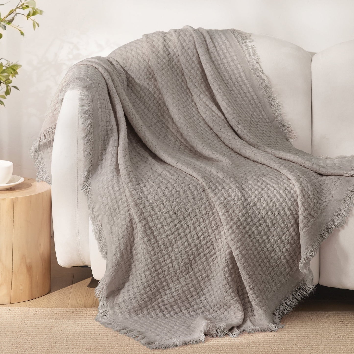 Super Soft Flannel Knitted Throw Blanket with Fringes for Couch, Soft and Warm Textured Throw for All Season, Lightweight Breathable Roo... - Cozy Fleece Throw Blanket for Couch & Bed - Default Title