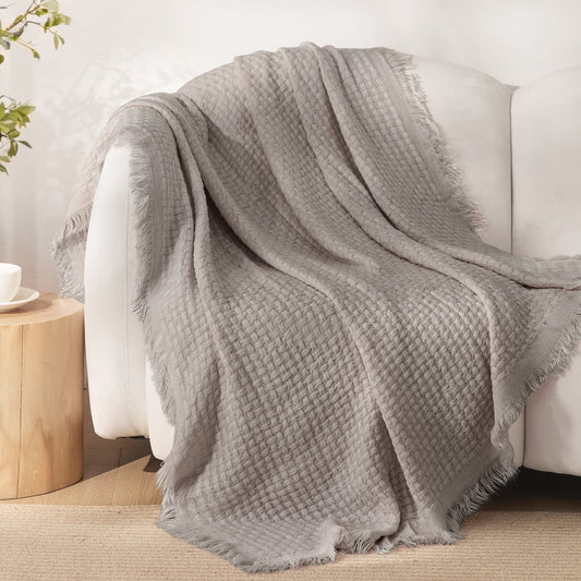 Super Soft Flannel Knitted Throw Blanket with Fringes for Couch, Soft and Warm Textured Throw for All Season, Lightweight Breathable Roo... - Cozy Fleece Throw Blanket for Couch & Bed - Default Title