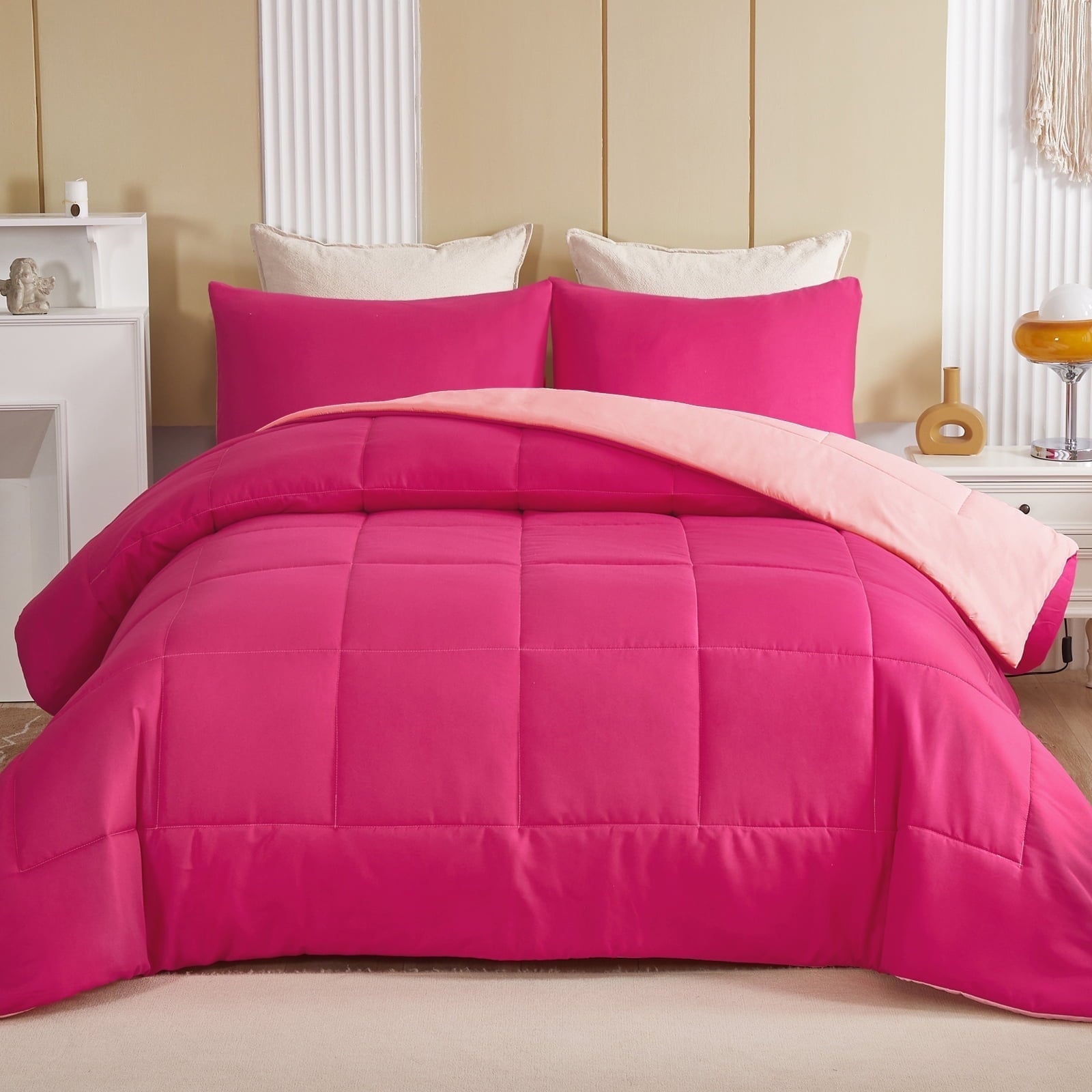 All-Season Lightweight Reversible 3-Piece Comforter Set All Seasons, Down Alternative Comforter with 2 Pillow Shams, Queen Size,... - All-Season Down Alternative Comforter Insert - Default Title
