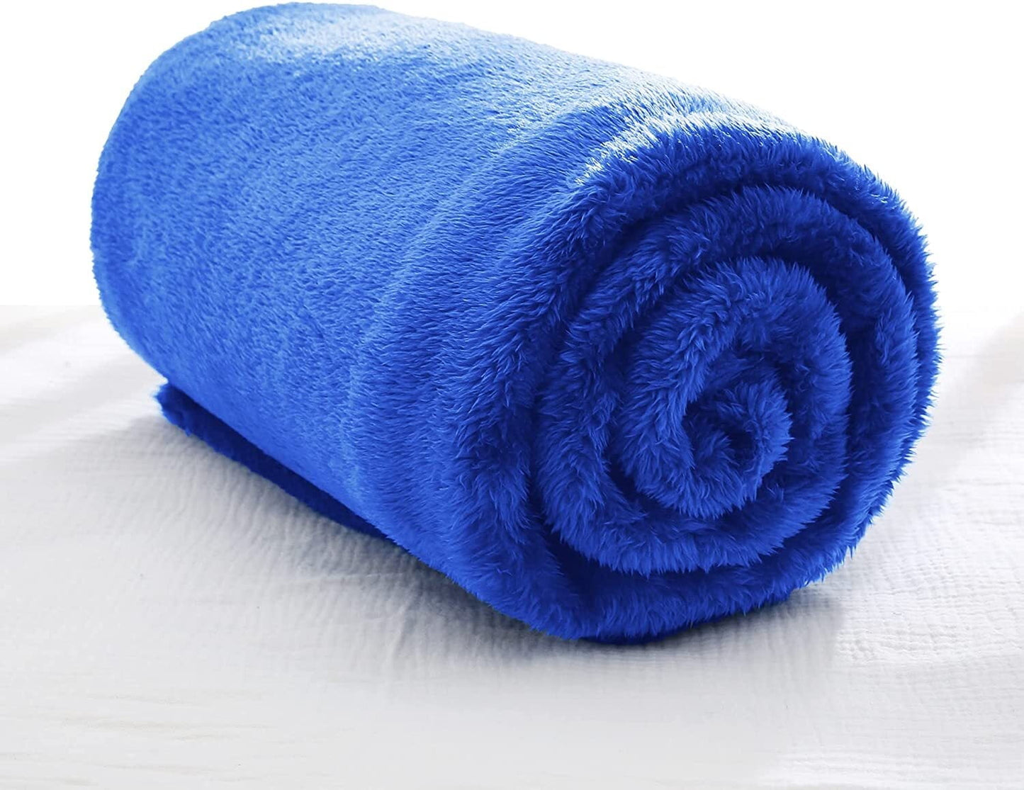 Decorative Knitted Plush Fuzzy Fleece Throw Blanket (40" x 50", Cobalt Blue)- Soft, Warm and Lightweight - Luxury Knitted Decorative Throw Blanket with Fringes - Default Title