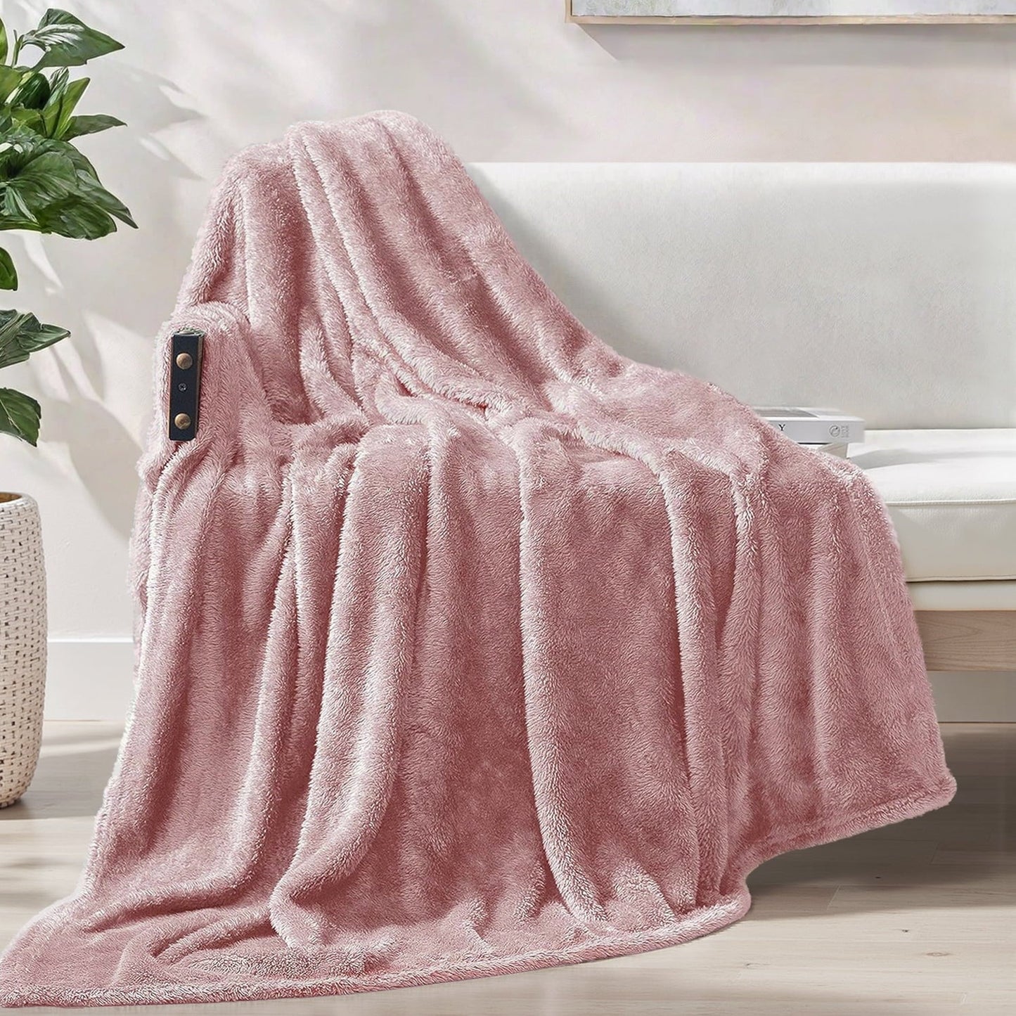 Cozy Fleece Plush Fuzzy Large Fleece Throw Blanket (50" x 70", Dusty Pink)- Soft, Warm and Lightweight - Super Soft Reversible Sherpa Flannel Blanket - Default Title