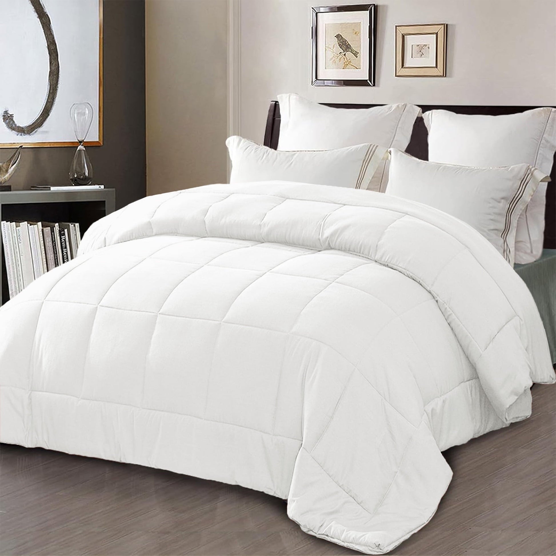 Heavyweight Warmth Queen Comforter Set White, 3-Piece Solid Comforter Duvet Insert with Corner Tabs, Lightweight Bedding Down Alternativ... - Hypoallergenic Ultra-Fluffy Quilt for Winter - Default Title