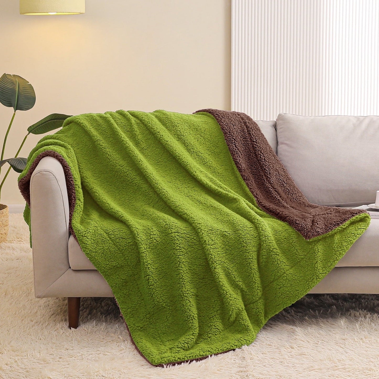 Decorative Knitted Reversible Sherpa Fleece Throw Blanket for Couch, Soft Plush Blanket for Bed Sofa, Warm Fluffy Blankets for All Seaso... - Super Soft Reversible Sherpa Flannel Blanket - Default Title