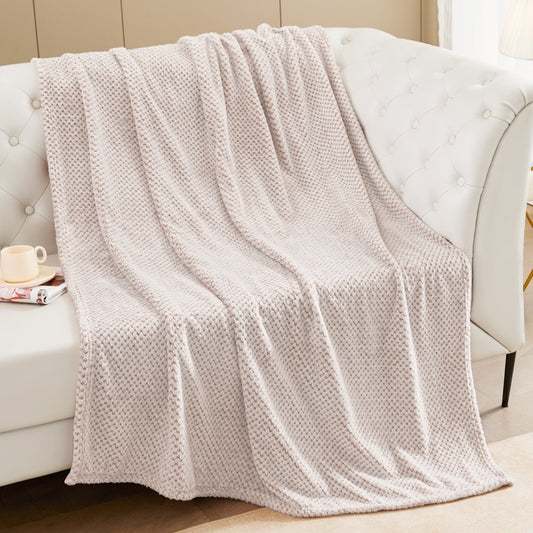 Cozy Fleece Waffle Textured Mixed Camel Fleece Blanket, Super Soft and Warm 50"x70" Throw Blanket for Couch, Cozy, Fuzzy and Ligh... - Super Soft Reversible Sherpa Flannel Blanket - Default Title
