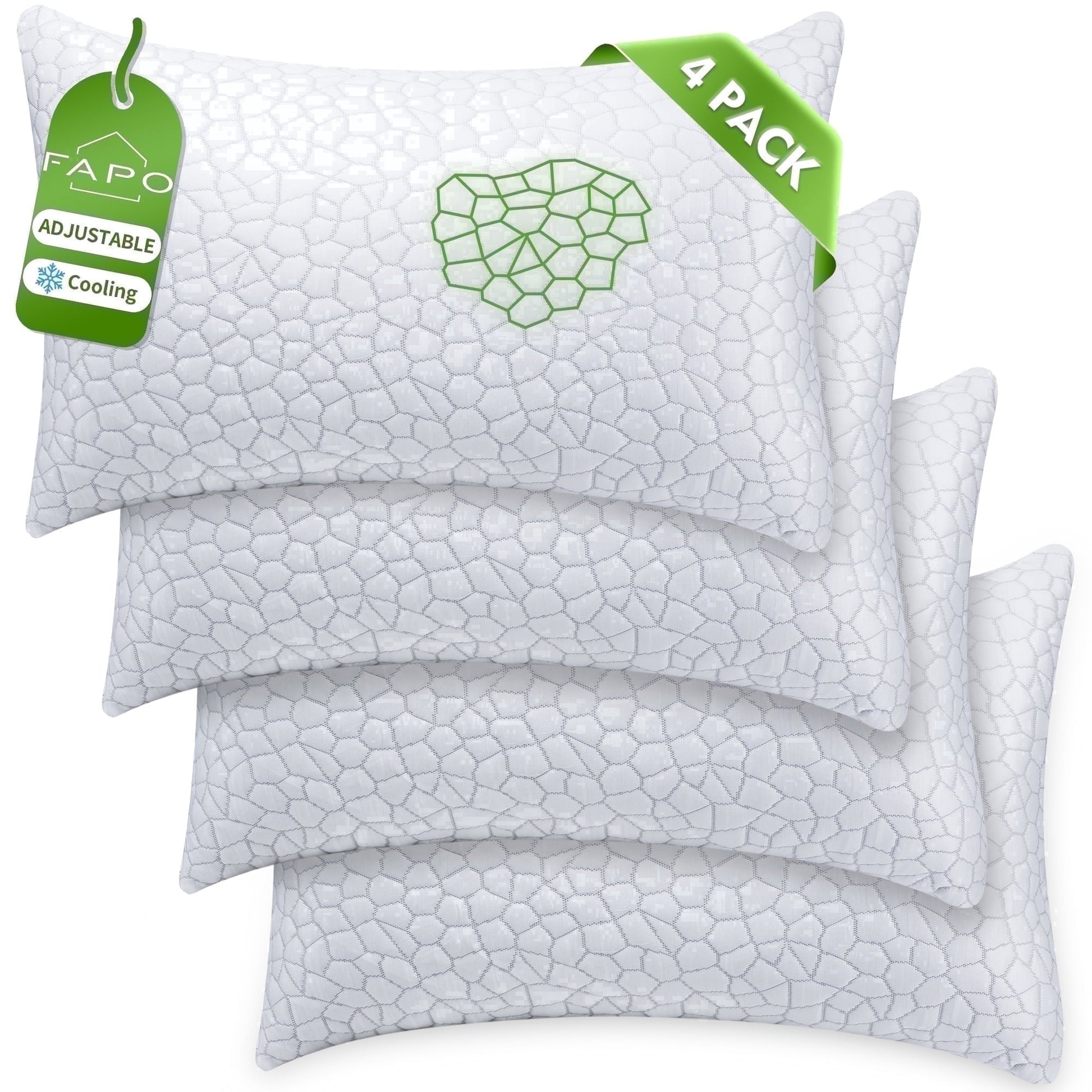 Ergonomic Memory Foam Queen Size Bed Pillows 4-Pack,3.3lb Shredded Memory Foam Filled,Hyper Soft & 3D Breathable Cooling Desigh Cover Fitti... - Orthopedic Shredded Foam Bed Pillow Set - Default Title