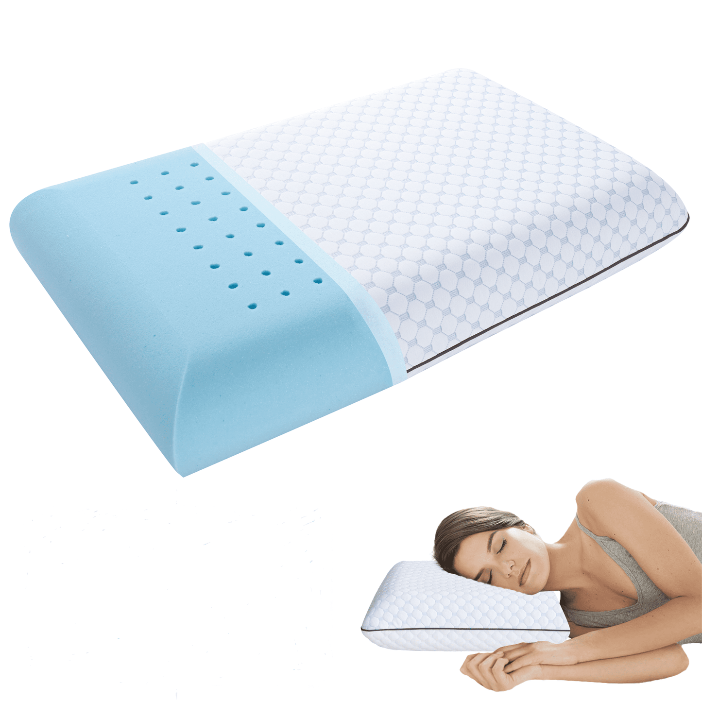Fluffy Shredded Gel Memory Foam Pillow, Queen Size Bed Pillow, Washable Cover, Cooling, Breathable Neck Pillow for Sleeping - Hotel Quality Plush Sleeping Pillows - Default Title