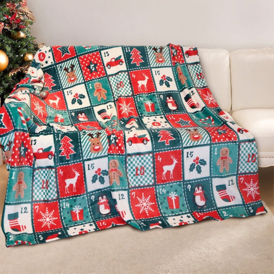 Cozy Fleece Cozy Blanket Printed Blanket Throw Christmas Blanket - 300 GSM Fleece Blanket Throw Size Blanket for Home Decoration,... - Luxury Knitted Decorative Throw Blanket with Fringes - Default Title