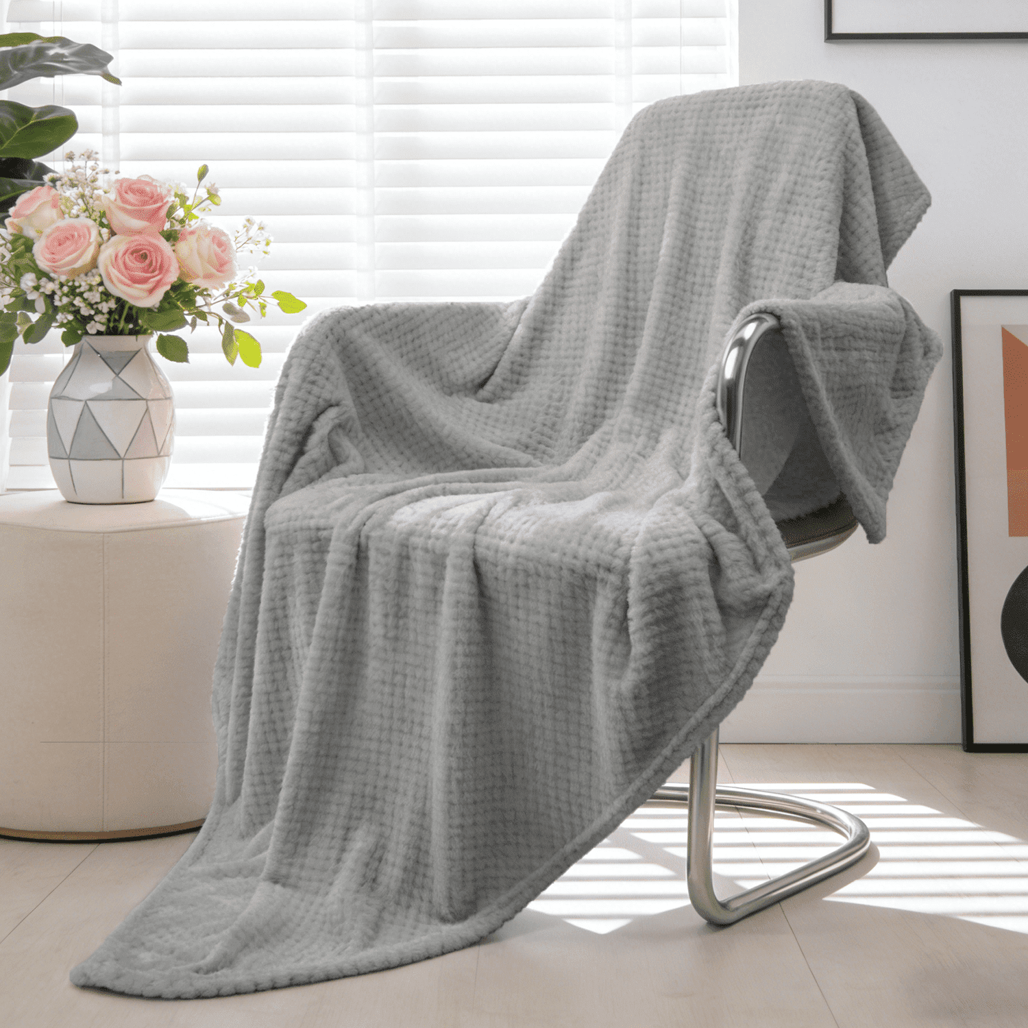 Cozy Fleece Soft Jacquard for Couch, Waffle Weave Fuzzy s for Home Decor, Lightweight and Warm Bed s for Bed Sofa Office Travel - Lightweight Plush Warm Blanket for All Seasons - Default Title