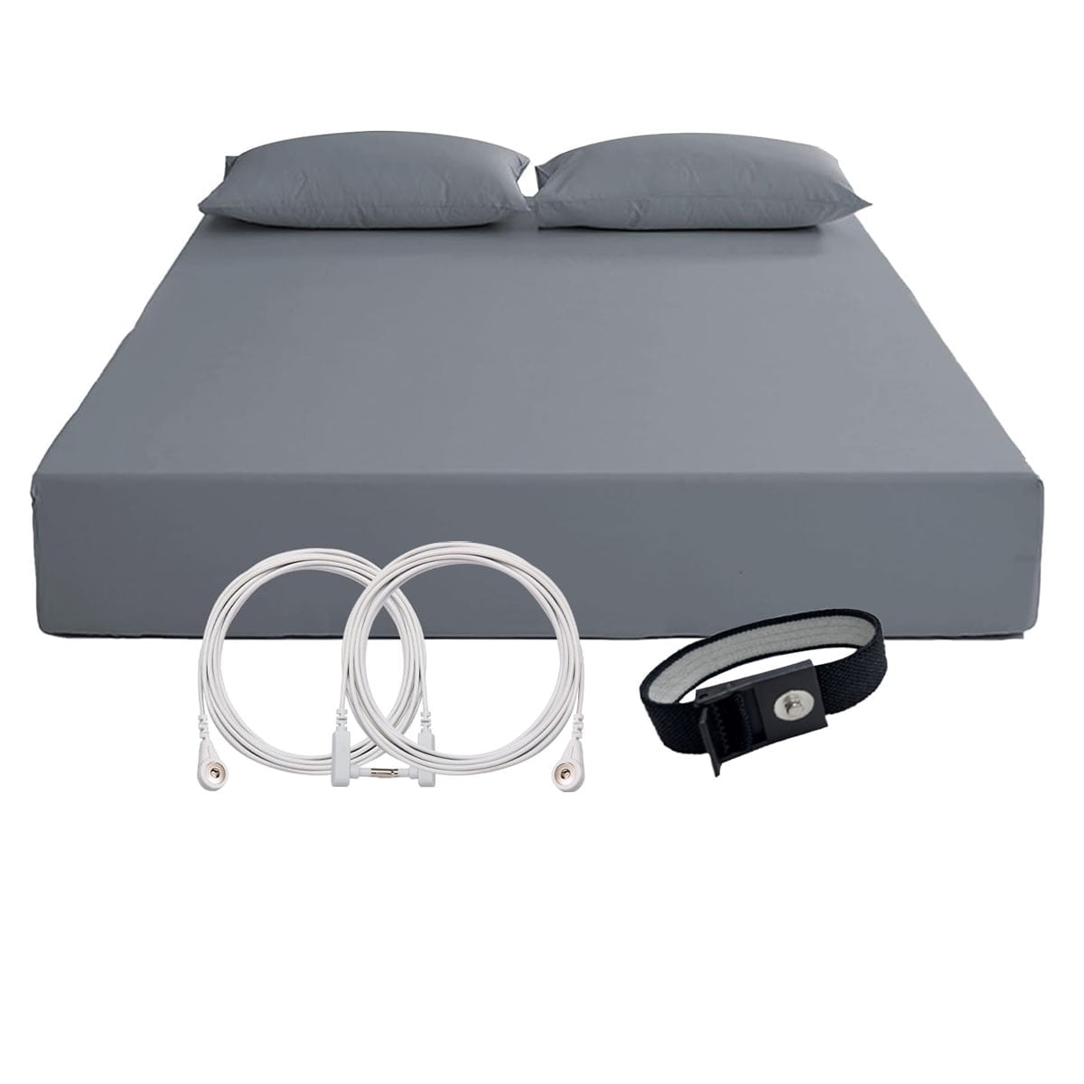 Premium Egyptian Cotton Grounding Fitted Sheet Kit Queen Size, Deep Pocket Fitted Sheet, Organic Cotton 7% Silver Fiber, Conductive Bed Cover... - Premium Ultra-Soft Pillowcase Pair for Sleeping - Default Title