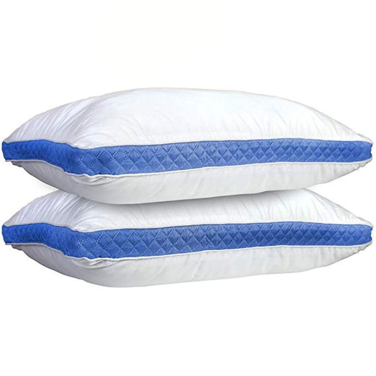 Decorative Plump Gusseted Quilted King Size Bed Pillows Set of 2, Blue Bed Pillows for Side Sleepers and Back Sleepers - Ergonomic Memory Foam Pillow for Neck Pain Support - Default Title
