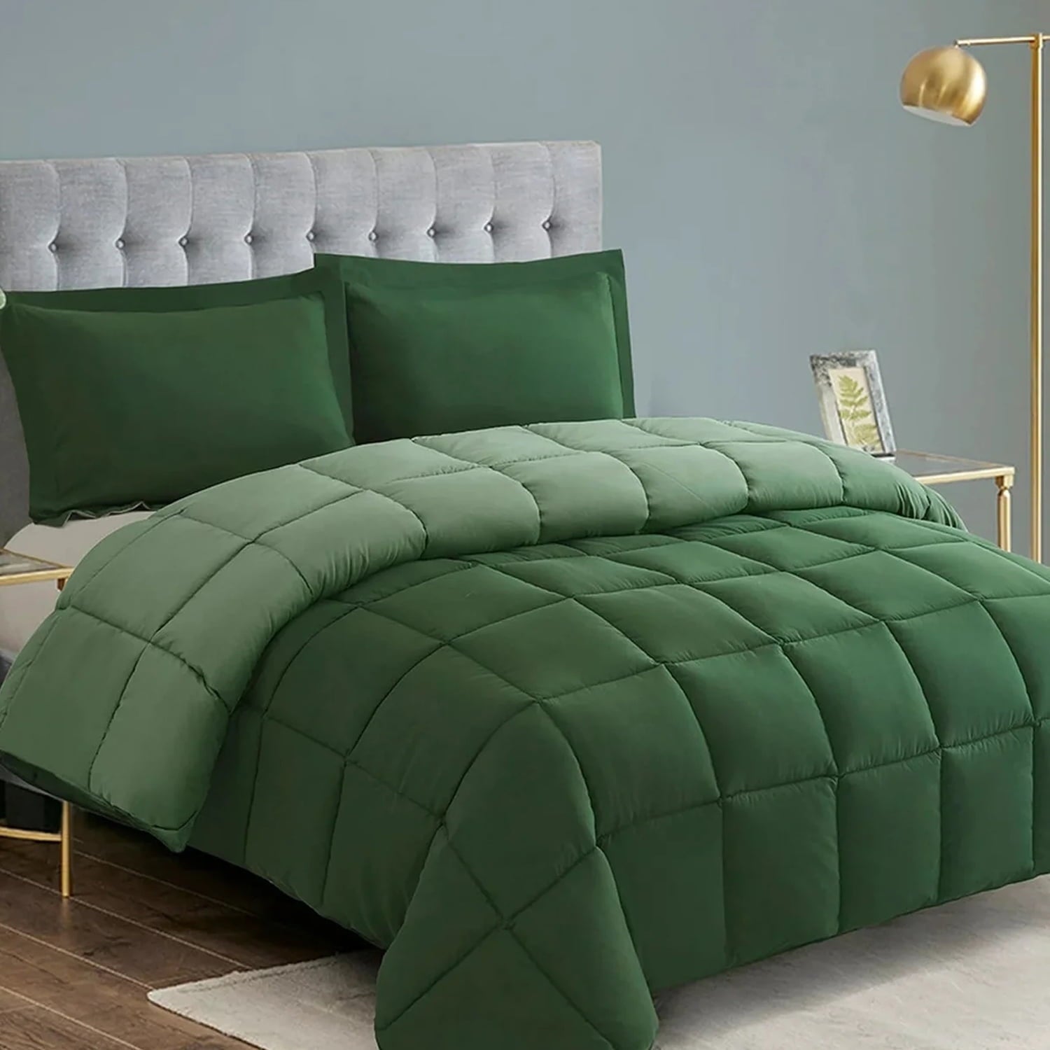 All-Season Light Weight Down Alternative Comforter Set, Queen, Green, Reversible - Cloud-Like Soft Lightweight Bed Comforter - Default Title