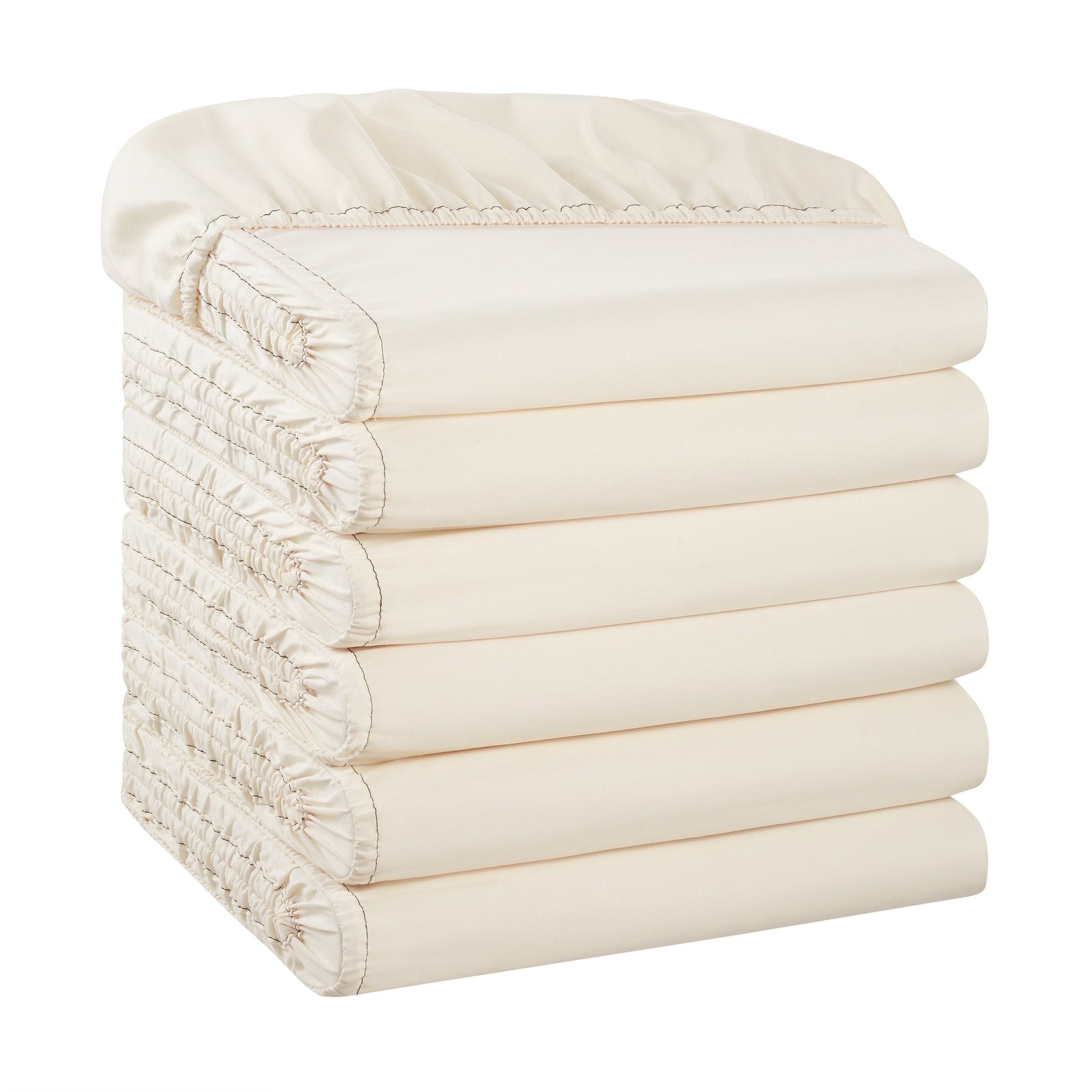 Wrinkle-Resistant Brushed Microfiber Fitted Sheets - Bedding Essentials - Full - (6 Pack) Ivory - Cooling Hotel Quality Bedding Sheets and Pillowcases - Default Title