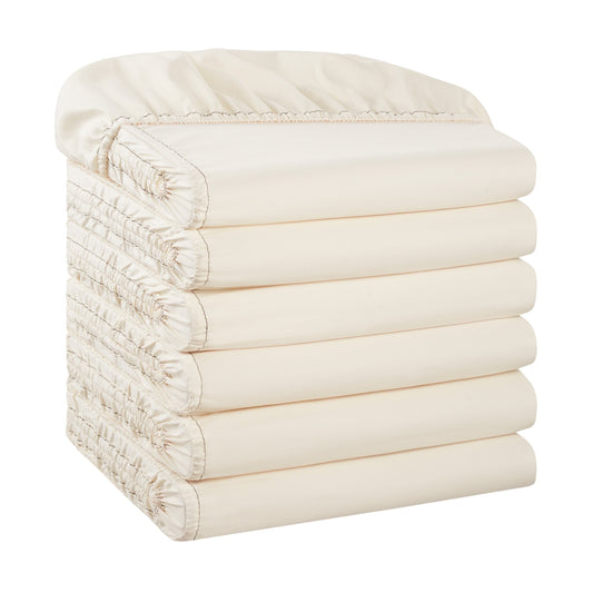 Wrinkle-Resistant Brushed Microfiber Fitted Sheets - Bedding Essentials - Full - (6 Pack) Ivory - Cooling Hotel Quality Bedding Sheets and Pillowcases - Default Title