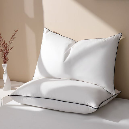 Fluffy Shredded Feather Down Pillows Set of 2, Medium Firm Hotel Bed Pillow 2 Pack, Queen Size, 20 x 30 in. - Decorative Throw Pillow Cushion for Sofa & Bed - Default Title