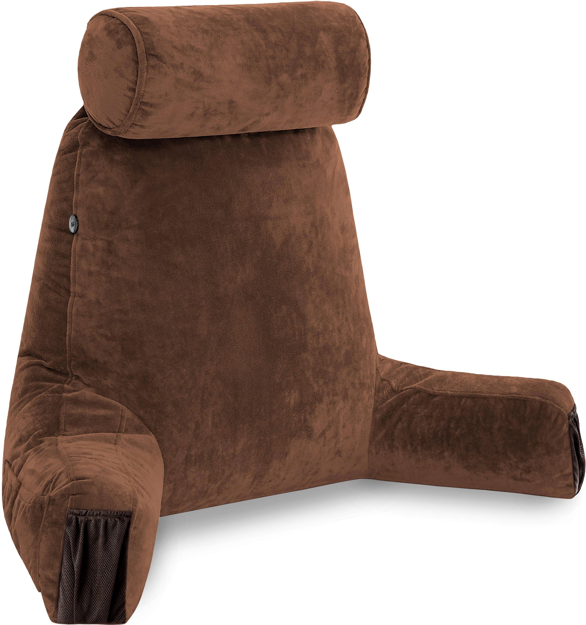 Orthopedic Support Medium Chocolate Brown, Backrest - Detach Neck Roll, Removable Cover - Decorative Throw Pillow Cushion for Sofa & Bed - Default Title