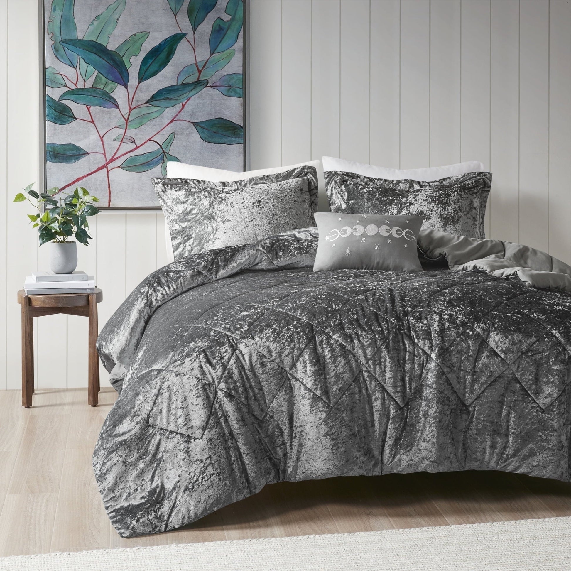 Hypoallergenic Cloud King/Cal King Size Comforter Sets, Velvet Bedding Comforter Set for All Seasons, Grey Bedding Set with Decor Pillow, ... - All-Season Down Alternative Comforter Insert - Default Title