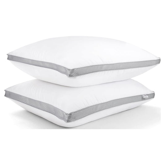 Decorative Plump 2 Pack Cotton Down Alternative Pillows,Queen Size Bed Pillows Gusseted Hypoallergenic - Ergonomic Memory Foam Pillow for Neck Pain Support - Default Title