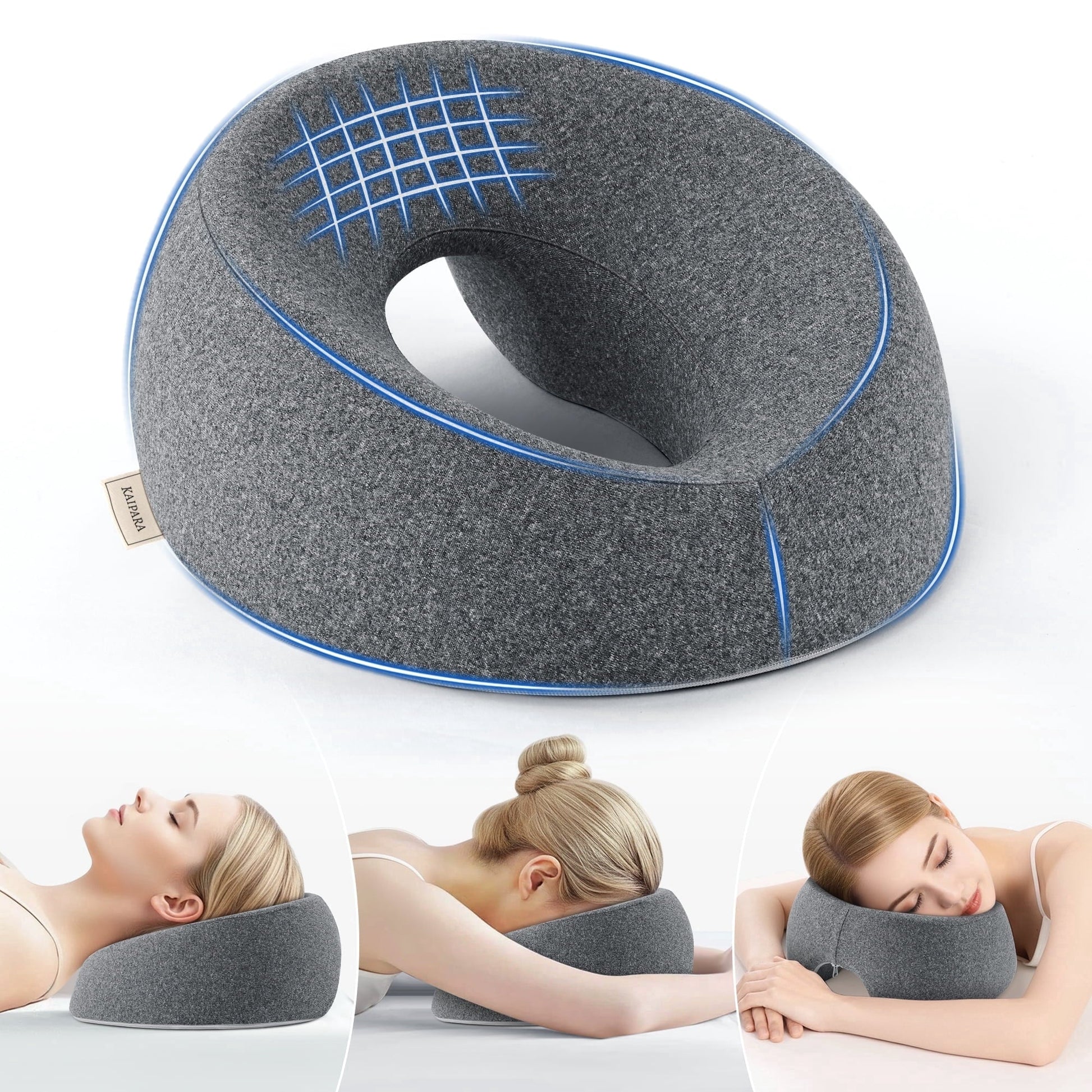 Orthopedic Support Face Down Pillow Massage Headrest for Bed, Memory Foam Pillow Face Cradle Support for Stomach Sleepers, Eye Post-Surg... - Hotel Quality Plush Sleeping Pillows - Default Title