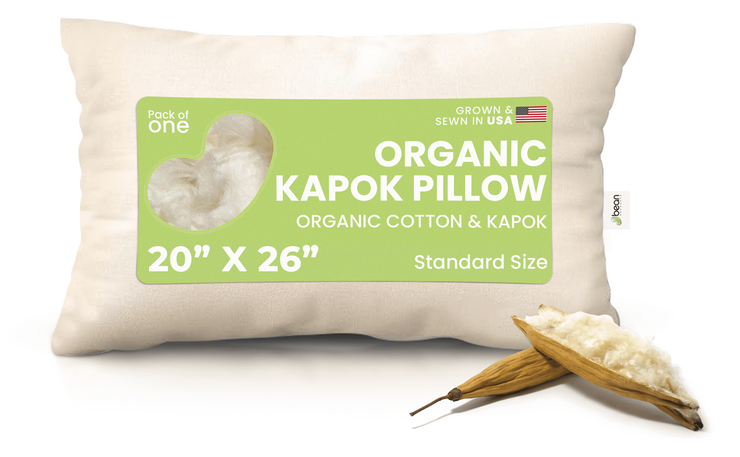 Decorative Plump Kapok 20x26" Standard Bed Pillow – Organic Cotton Fabric Soft Sleeping Pillow - Made in USA - Orthopedic Shredded Foam Bed Pillow Set - Default Title