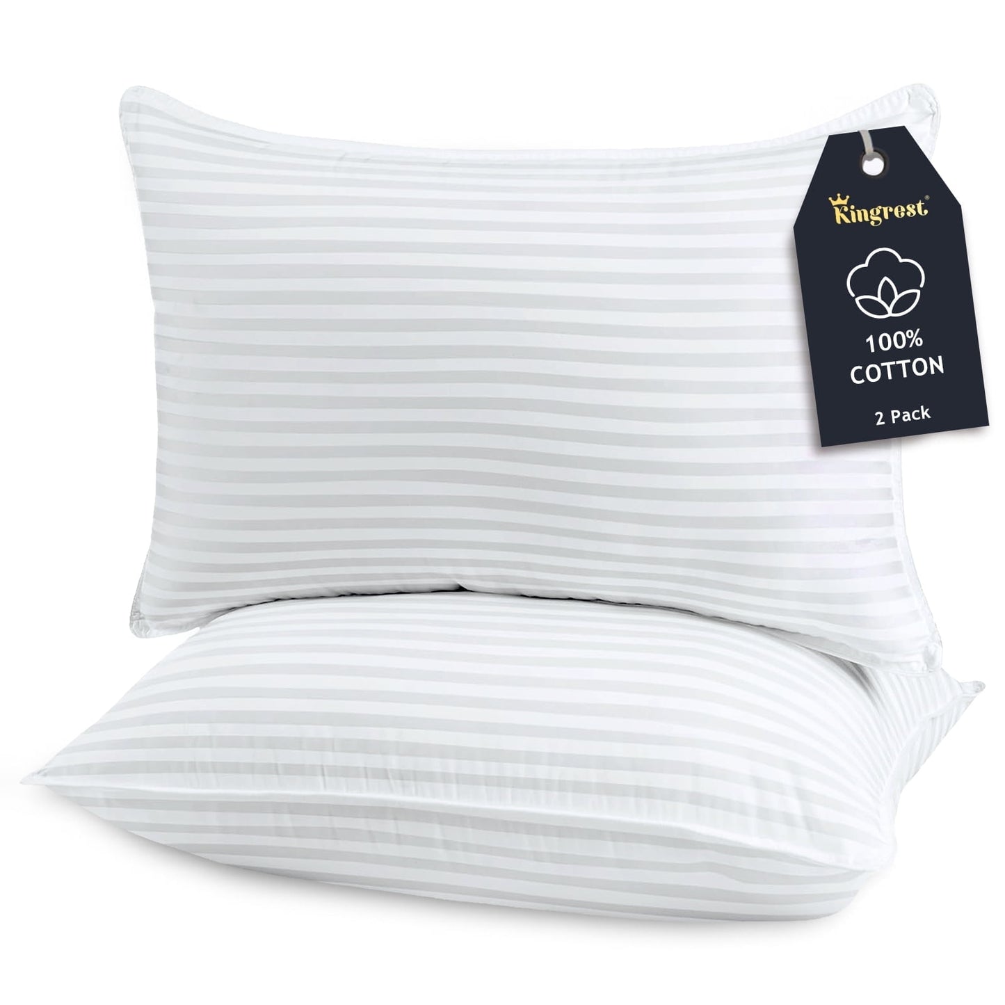 Hotel Collection 100% Cotton Kids Size Bed Pillows Set of 2 - Premium Down Alternative Cooling Pillows for Side, Back, and Stomach Sle... - Ergonomic Memory Foam Pillow for Neck Pain Support - Default Title