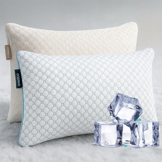 Hotel Collection Cooling Pillows for Bed, Memory Foam Bed Pillow, Queen Pillows 20” X 28”, 2 Pack - Ergonomic Memory Foam Pillow for Neck Pain Support - Default Title