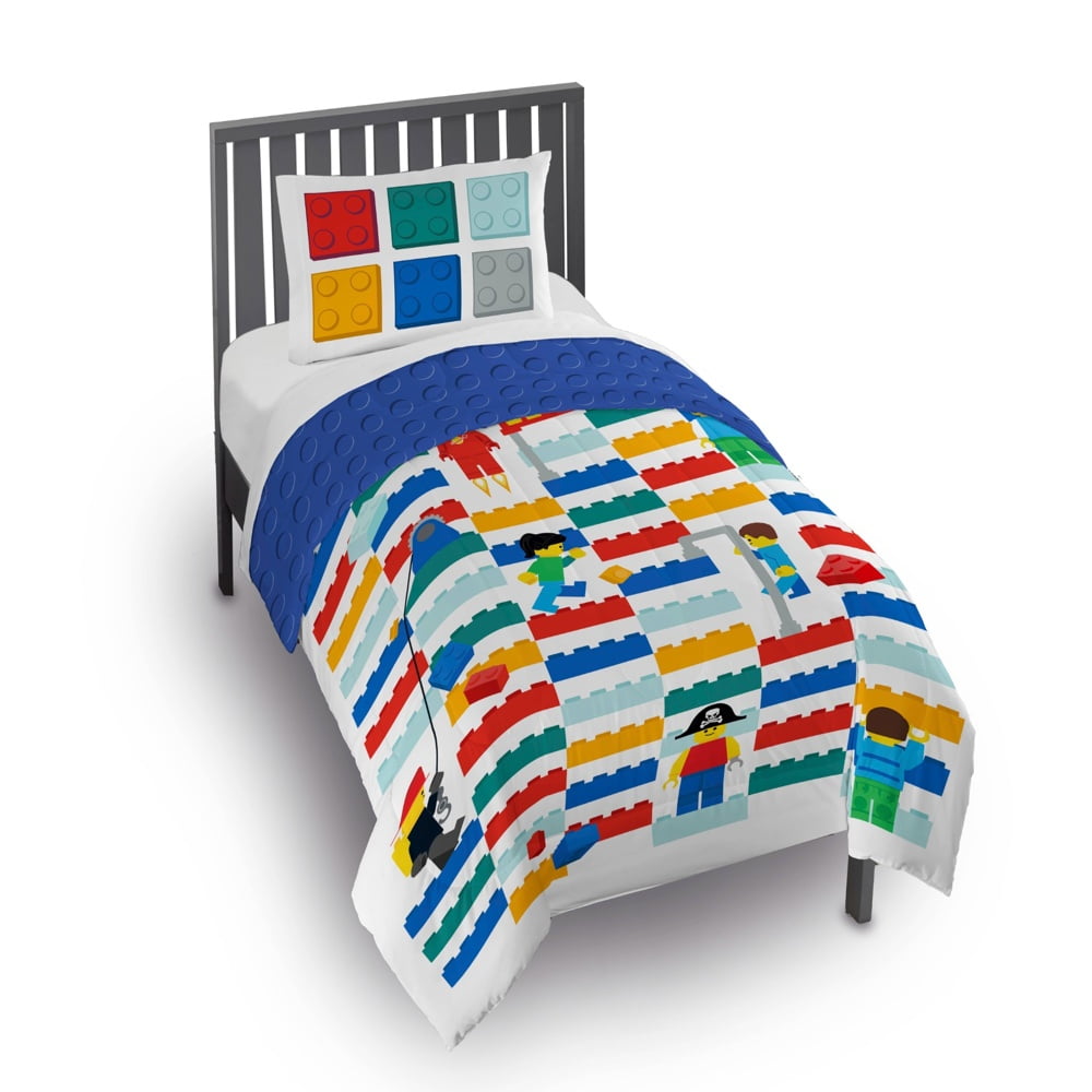 Hypoallergenic Cloud Kids 2 Piece Multicolor Reversible Comforter and Pillowcase Bedding Set, Twin/Full - All-Season Down Alternative Comforter Insert - Default Title