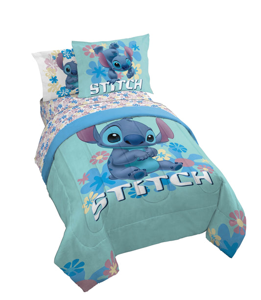 All-Season Lilo and Stitch Sweet Stitch 5 Piece Twin Size Kids Comforter Set with Sham - Super Soft Bed Set for Kids - Luxurious Quilted Duvet Cover Set - Default Title