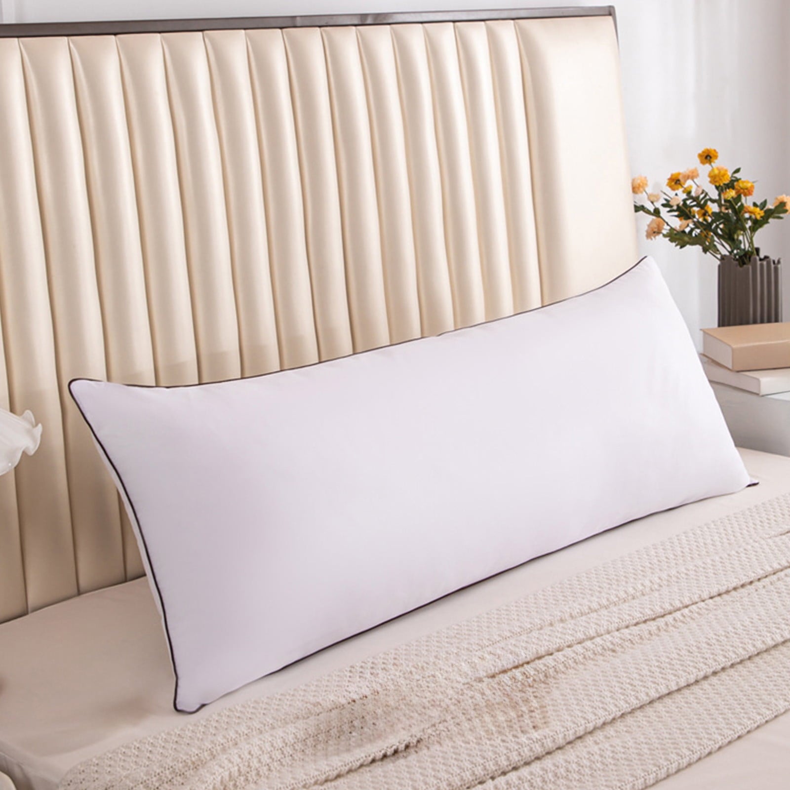 Hotel Collection Long Pillows For Bed King Clearance! 100*48cm White Gentle Support Soybean Pillow, Comfortable Breathable Bed Pillows... - Orthopedic Shredded Foam Bed Pillow Set - Default Title