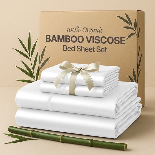 Ultra-Soft Lux Decor 100% Organic Viscose - 4 Piece Ultra-Soft Luxury Cooling Bed Sheets, 16" Deep Pocket, Breathable & Hypoalle... - Breathable Egyptian Cotton Flat & Fitted Sheets - Default Title